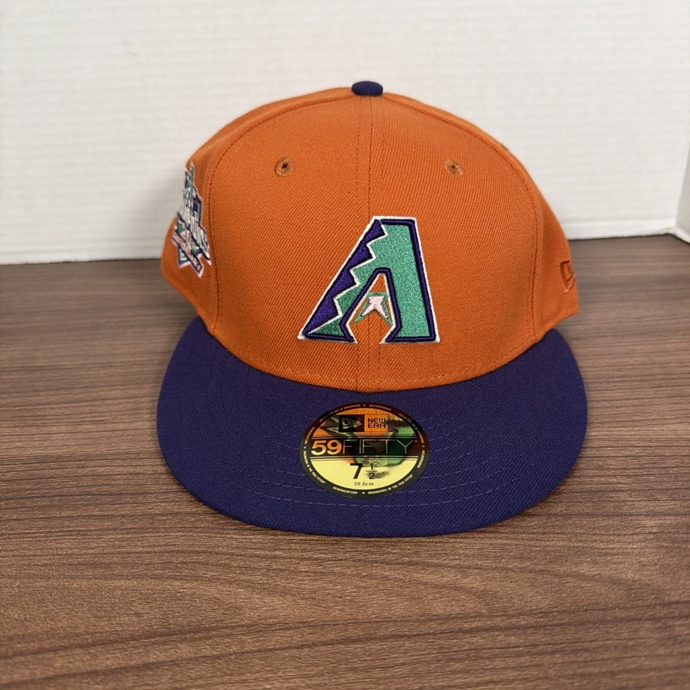 New Era Arizona Diamondbacks 20th Anni Patch Orange 59Fifty Fitted Cap Hat 7 1/2